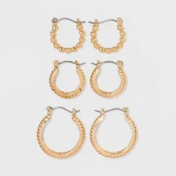 Multi Textured Hoop Trio Earring Set 3pc - A New Day™ Gold: Nickel-Free Metal, Hinge Closure, Lightweight Design 25 Multi Textured Hoop Trio Earring Set 3pc - A New Day™ Gold: Nickel-Free Metal, Hinge Closure, Lightweight Design -A New Day™ GUEST 6bd43146 f882 42b5 8b32 eb7e108330f7