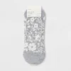 Women's Floral Print 3pk Liner Socks - A New Day™ Heather Gray/Cream 4-10: Hidden Gel Heel Grip, Knit Design
