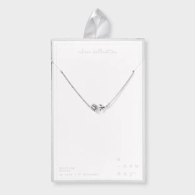 Sterling Silver Dainty Sunflower With Pearl Necklace - A New Day™: Cable Chain, Spring Ring Clasp, Polished Finish, 19" Length 6 Sterling Silver Dainty Sunflower With Pearl Necklace - A New Day™: Cable Chain, Spring Ring Clasp, Polished Finish, 19" Length - Image 4