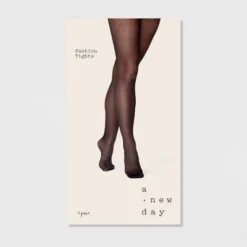 Women's Basketweave Pattern Tights - A New Day™ Black