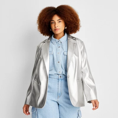 Women's Relaxed Fit Faux Leather Blazer - A New Day™ 6 Women's Relaxed Fit Faux Leather Blazer - A New Day™ - Image 4