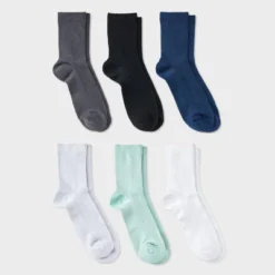 Women's Shimmer And Solid Fine Ribbed 6pk Crew Socks - A New Day™ 4-10 -A New Day™ GUEST 70d77b8b d48e 4af5 bbaf ba06e460dc12