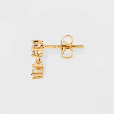 14K Gold Plated Cubic Zirconia Marquise And Dangle Duo Stud Earring Set - A New Day™ Gold 3 14K Gold Plated Cubic Zirconia Marquise And Dangle Duo Stud Earring Set - A New Day™ Gold