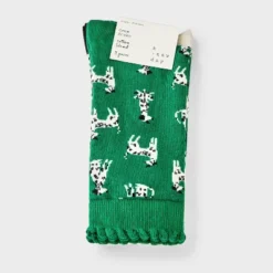 Women's Dogs Scallop Cuff 3pk Crew Socks - A New Day™ Green/White/Black 4-10