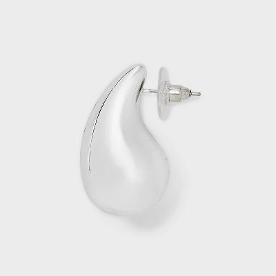 Thick Tear Drop Stud Earrings - A New Day™ Silver: Hypoallergenic Plastic, Post Closure, 1.3" Length 4 Thick Tear Drop Stud Earrings - A New Day™ Silver: Hypoallergenic Plastic, Post Closure, 1.3" Length - Image 2