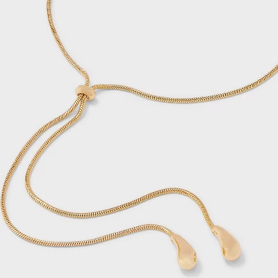 Teardrop Bean Adjustable Necklace - A New Day™ Gold: Lobster Claw Clasp, Nickel-Free Metal, 32" Length 5 Teardrop Bean Adjustable Necklace - A New Day™ Gold: Lobster Claw Clasp, Nickel-Free Metal, 32" Length - Image 3