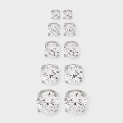 Sterling Silver Cubic Zirconia Stud Earring Set 5pc - A New Day™ Silver 7 Sterling Silver Cubic Zirconia Stud Earring Set 5pc - A New Day™ Silver -A New Day™ GUEST 7ae9ee30 8ef8 4849 9668 01d46f739efc