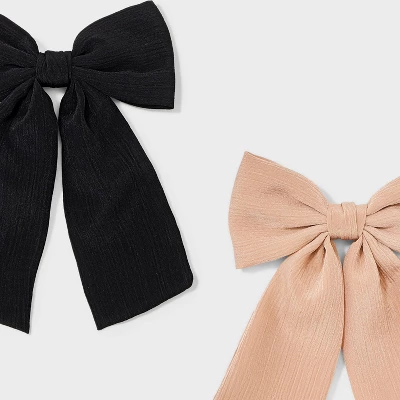 Hair Bow Barrette 2pc - A New Day™ Black/Tan: Fashion Styling Clips, Solid Pattern 4 Hair Bow Barrette 2pc - A New Day™ Black/Tan: Fashion Styling Clips, Solid Pattern - Image 2