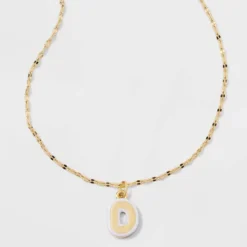 14K Gold Dipped Enamel Initial Pendant Necklace - A New Day™ Gold/White 28 14K Gold Dipped Enamel Initial Pendant Necklace - A New Day™ Gold/White -A New Day™ GUEST 7d1bc16a 07b9 4de5 bb5b 6fe070d54c06