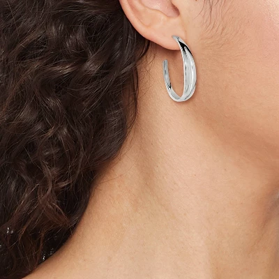 Sterling Silver Plain With Post Hoop Earrings - A New Day™ Silver 3 Sterling Silver Plain With Post Hoop Earrings - A New Day™ Silver