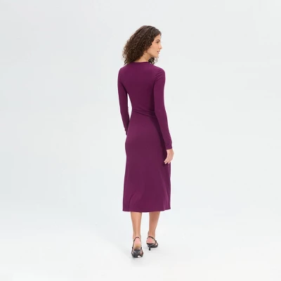 Women's Long Sleeve Faux Wrap Midi Bodycon Dress - A New Day™ 4 Women's Long Sleeve Faux Wrap Midi Bodycon Dress - A New Day™ - Image 2