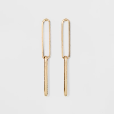 Link Earrings - A New Day™ Gold: Linear Design, Nickel-Free Metal, Post Closure, 1.75" Length, 0.3" Width, Iron Material 5 Link Earrings - A New Day™ Gold: Linear Design, Nickel-Free Metal, Post Closure, 1.75" Length, 0.3" Width, Iron Material - Image 3