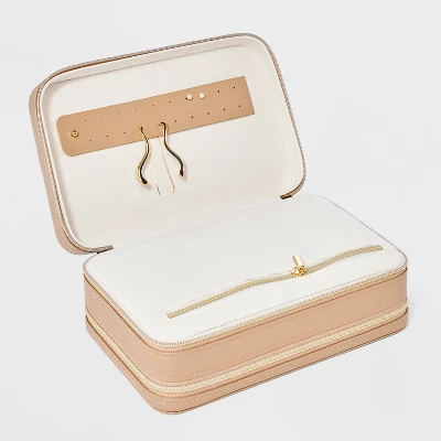 Three Layer Travel Jewelry Organizer - A New Day™ Tan: Compact Storage Box, Cardboard Material, 8"x5"x3" 4 Three Layer Travel Jewelry Organizer - A New Day™ Tan: Compact Storage Box, Cardboard Material, 8"x5"x3" - Image 2