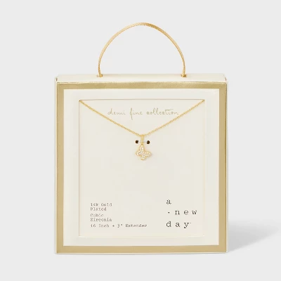 Cubic Zirconia 14k Gold Plated Pave Necklace With Extender - A New Day™ 7 Cubic Zirconia 14k Gold Plated Pave Necklace With Extender - A New Day™ - Image 5