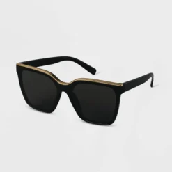 Women's Plastic Square Sunglasses - A New Day™ Black
