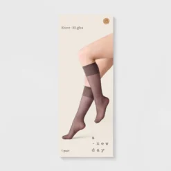 Women's Sheer Fashion Knee Highs - A New Day™ Soft Brown One Size