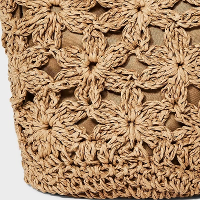 Straw Mini Floral Bucket Bag - A New Day™ Beige: Woven Paper Straw, Magnetic Closure, Structured Design 6 Straw Mini Floral Bucket Bag - A New Day™ Beige: Woven Paper Straw, Magnetic Closure, Structured Design - Image 4