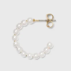 Pearl Hoop, Stud, Ear Cuffs Earring Set 8pc - A New Day™