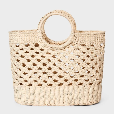 Straw Circle Handle Tote Handbag - A New Day™ Ivory: Woven Structured Bag, Paper Straw Material 7 Straw Circle Handle Tote Handbag - A New Day™ Ivory: Woven Structured Bag, Paper Straw Material - Image 5