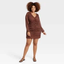 Women's Long Sleeve Ruched Front Bodycon Dress - A New Day™ -A New Day™ GUEST 8dd1515c 480d 4bcc bcc0 67154fa46273