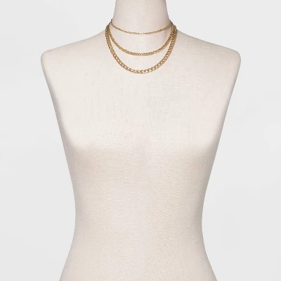 16" Layered Curb Chain Necklace - A New Day™ Gold 3 16" Layered Curb Chain Necklace - A New Day™ Gold
