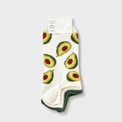 Women's Avocado 3pk Low Cut Socks - A New Day™ Ivory/Olive Green/Black 4-10: Tagless Design