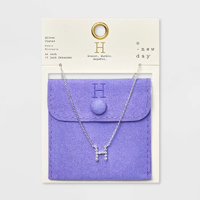 Silver Plated Cubic Zirconia Initial Pendant Necklace - A New Day™ Silver 13 Silver Plated Cubic Zirconia Initial Pendant Necklace - A New Day™ Silver - Image 11
