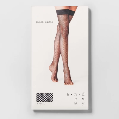 Women's Fishnet Thigh Highs - A New Day Black 3 Women's Fishnet Thigh Highs - A New Day Black