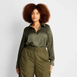 Women's Long Sleeve Button-Front Shirt - A New Day™ -A New Day™ GUEST 929fc62b b842 4ff8 9a8b 65e6b3f963b3