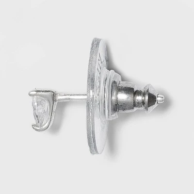 Sterling Silver With Cubic Zirconia Star, Moon, Tear Drop And Endless Hoop Stud Earring Set 5pc - A New Day™ Silver 3 Sterling Silver With Cubic Zirconia Star, Moon, Tear Drop And Endless Hoop Stud Earring Set 5pc - A New Day™ Silver