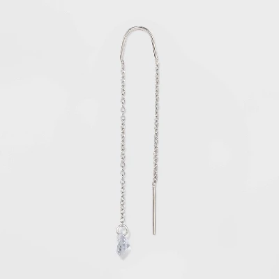 Round Clear Crystal Cubic Zirconia Threader Earrings - A New Day™ Silver 3 Round Clear Crystal Cubic Zirconia Threader Earrings - A New Day™ Silver