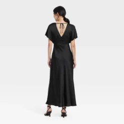 Women's Satin Flutter Short Sleeve Maxi A-Line Dress - A New Day™