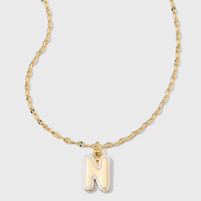 14K Gold Dipped Enamel Initial Pendant Necklace - A New Day™ Gold/White 19 14K Gold Dipped Enamel Initial Pendant Necklace - A New Day™ Gold/White - Image 17