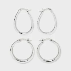 Silver Plated Circle And Oval Hoop Earring Set 2pc - A New Day™: Brass, Nickel-Free, Hinge Closure, Gift Box Included 7 Silver Plated Circle And Oval Hoop Earring Set 2pc - A New Day™: Brass, Nickel-Free, Hinge Closure, Gift Box Included -A New Day™ GUEST 967a1db0 ceb0 4904 b9a6 1fc6b2366178