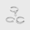 Sterling Silver Cubic Zirconia Dangle Beaded Trio Ear Cuff Set - A New Day™ Silver