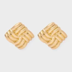 Woven Ribbed Square Post Earrings - A New Day™ Gold -A New Day™ GUEST 96e26050 807e 4ab9 a805 017108aeff70