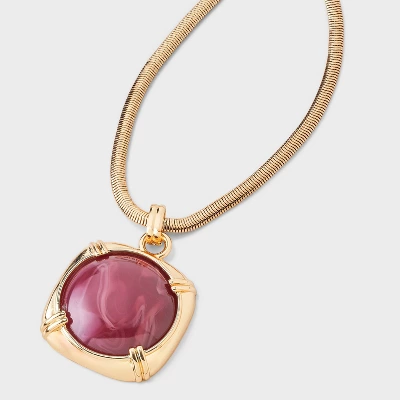 Stone Pendant Chain Necklace - A New Day™ Gold/Burgundy 6 Stone Pendant Chain Necklace - A New Day™ Gold/Burgundy - Image 4
