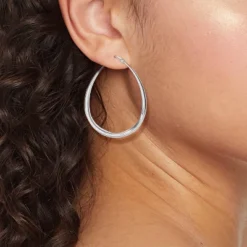 Sterling Silver Teardrop Hoop Earrings - A New Day™ Silver