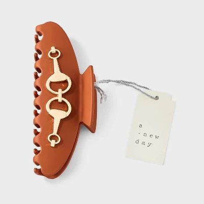 Chain Link Detailed Hair Claw Clip - A New Day™ Brown/Gold 3 Chain Link Detailed Hair Claw Clip - A New Day™ Brown/Gold