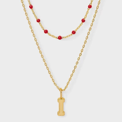 14K Gold Dipped Beaded Initial Necklace Set 2pc - A New Day™ Gold/Marron 14 14K Gold Dipped Beaded Initial Necklace Set 2pc - A New Day™ Gold/Marron - Image 12