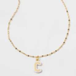 14K Gold Dipped Enamel Initial Pendant Necklace - A New Day™ Gold/White 27 14K Gold Dipped Enamel Initial Pendant Necklace - A New Day™ Gold/White -A New Day™ GUEST a04cf27a 9c9b 4ad8 85f0 ff4af91dffa6