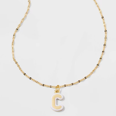 14K Gold Dipped Enamel Initial Pendant Necklace - A New Day™ Gold/White 8 14K Gold Dipped Enamel Initial Pendant Necklace - A New Day™ Gold/White - Image 6
