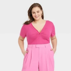 Women's Short Sleeve V-Neck Linen T-Shirt - A New Day™ -A New Day™ GUEST a372d679 29d8 4572 b387 fe78e132a054