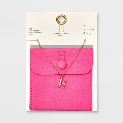 Gold Dipped Cubic Zirconia Initial Pendant Necklace - A New Day™ Gold 13 Gold Dipped Cubic Zirconia Initial Pendant Necklace - A New Day™ Gold - Image 11