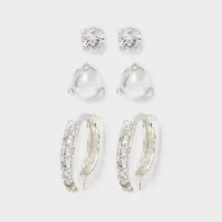Silver Plated Cubic Zirconia Glass Pearl Post And Hoop Earring Set 2pc - A New Day™ Silver 7 Silver Plated Cubic Zirconia Glass Pearl Post And Hoop Earring Set 2pc - A New Day™ Silver -A New Day™ GUEST a4f3527c cee0 4df0 ac50 ac358220fe16