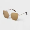 Women's Oversized Metal Square Sunglasses - A New Day™ Gold