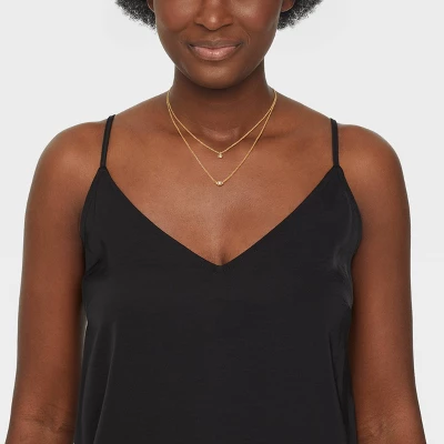 14k Gold Plated Triple Cubic Zirconia Layered Necklace - A New Day™ Gold: Lobster Claw Clasp, 16" Length 3 14k Gold Plated Triple Cubic Zirconia Layered Necklace - A New Day™ Gold: Lobster Claw Clasp, 16" Length