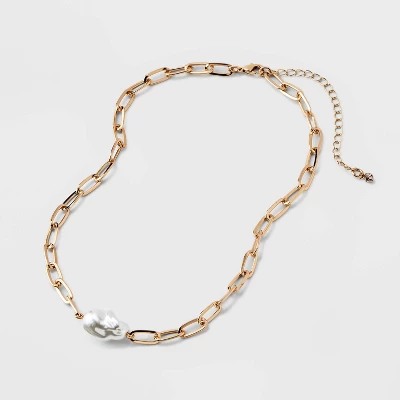 Baroque Pearl Pendant Necklace - A New Day™ Gold 5 Baroque Pearl Pendant Necklace - A New Day™ Gold - Image 3