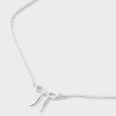 Silver Plated Bow Necklace - A New Day™ Silver 5 Silver Plated Bow Necklace - A New Day™ Silver - Image 3