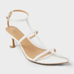 Women's Bliss Strappy Pointed Toe Heels With Memory Foam Insole - A New Day™ White -A New Day™ GUEST a6519c2f e006 471c ab71 31523e656177